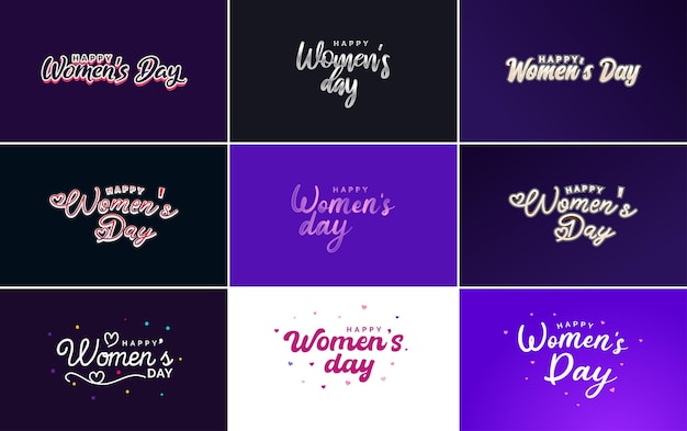 Set von happy international woman's day schildern und emblemen vektordesign-elemente schilder etiketten und abzeichen sammlung