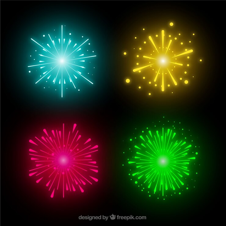 Kostenlose Vektor set von hellen feuerwerk