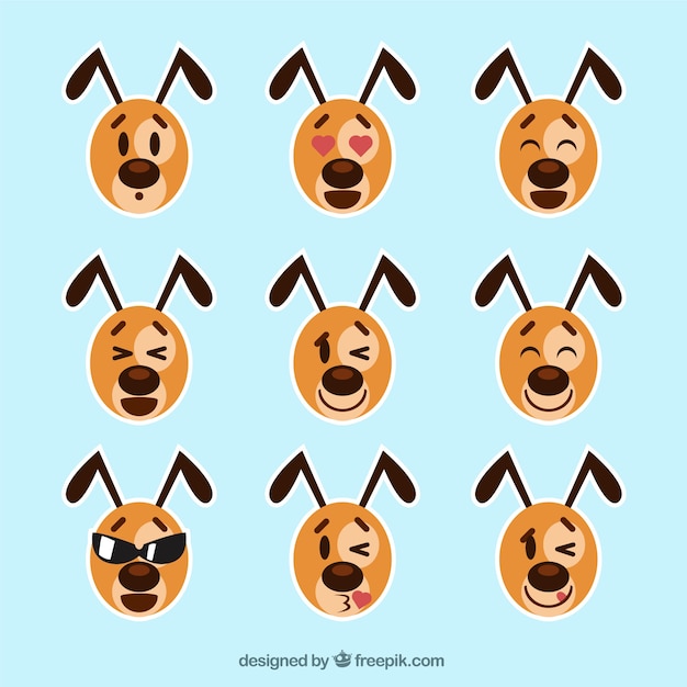 Kostenloser Vektor set von hund emoticons