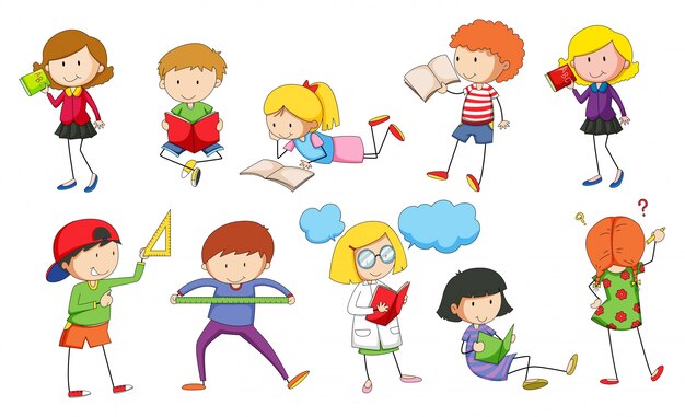 Set von Kindern studieren Illustration