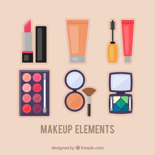 Set von Make-up-Zubehör in flaches Design