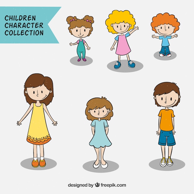 Set von netten Hand gezeichneten Kindern
