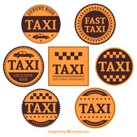 Set von retro-taxi-etiketten