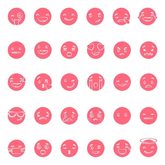 Set von sechsunddreißig rot emoticons Kostenlosen Vektoren