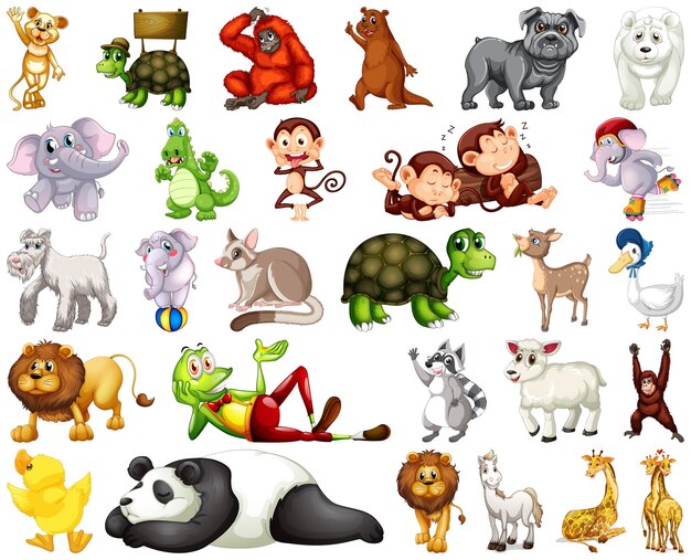 Set von tierischen Zeichentrickfiguren