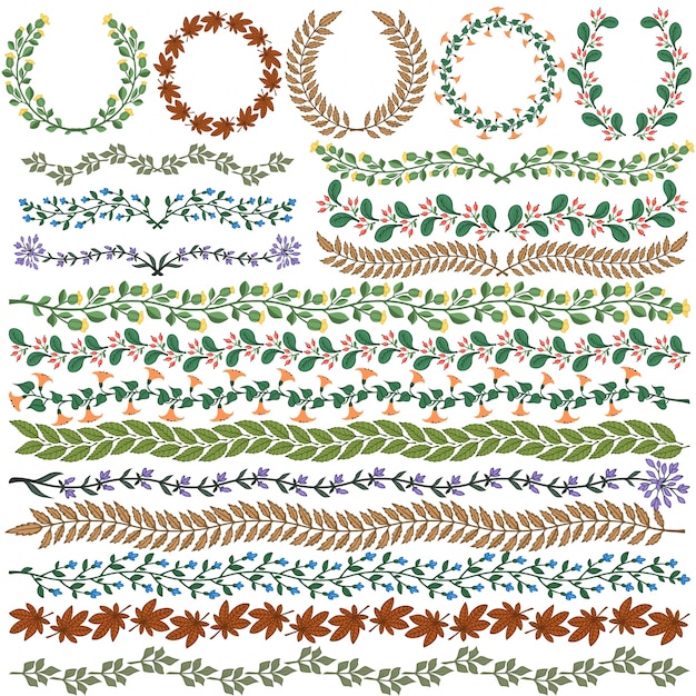 Set von Vektor bunte Blumenschmuck Alle Pinsel enthalten