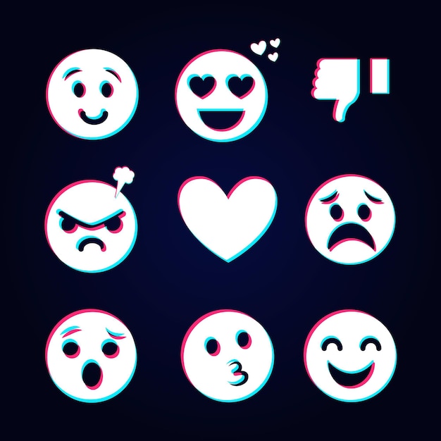 Set von verschiedenen glitch emojis