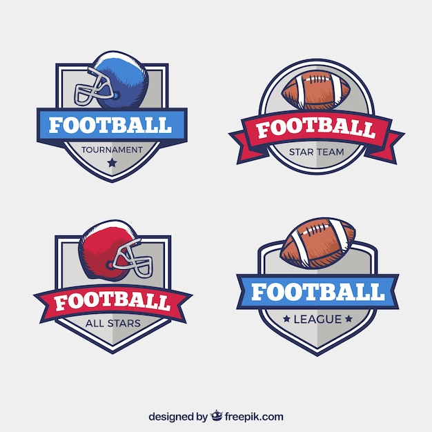 Set von vintage-amerikanischen fußball-abzeichen