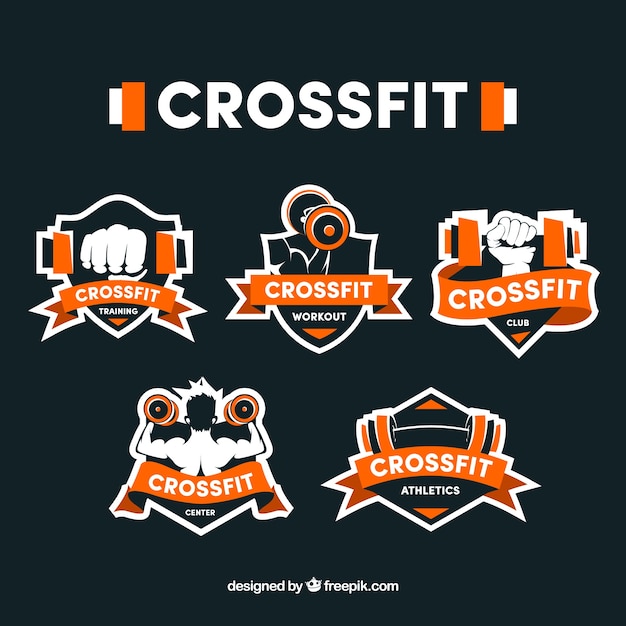 Set von vintage crossfit aufkleber