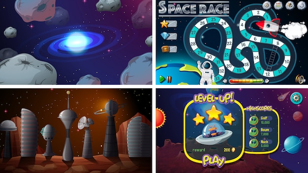Set von Weltraumspielen