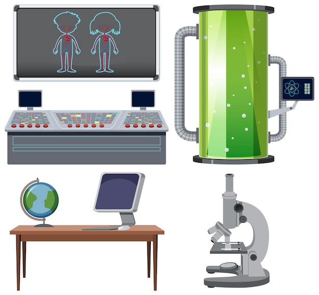 Kostenloser Vektor set von wissenschaftlichen experimentiergeräten