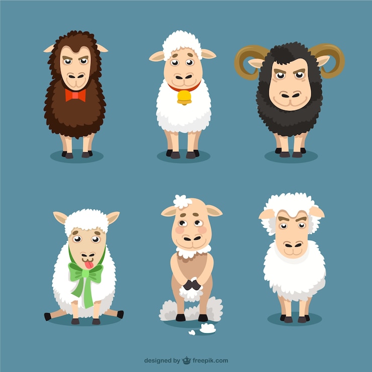 Kostenlose Vektor sheep cartoons eingestellt