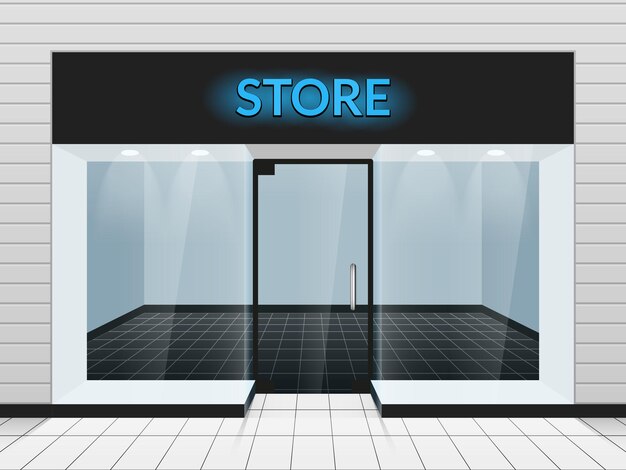 Shop Front oder Store Front View Illustration. Vorlage der Fassade des Designmodegeschäfts