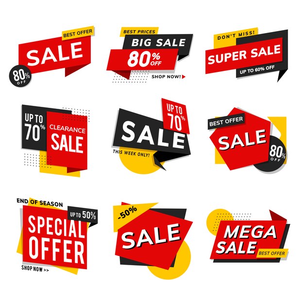 Shop-Verkaufsförderungs-Anzeigenvektorsatz