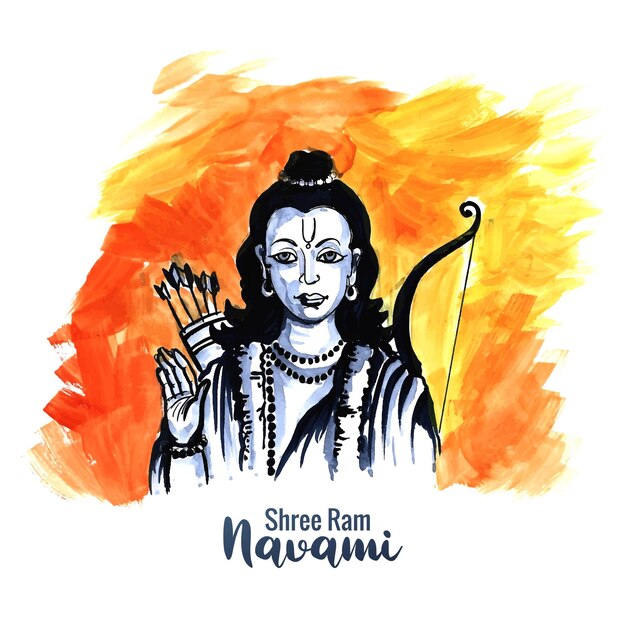 Shri ram navami festival aquarellkartendesign mit bogen und pfeilen