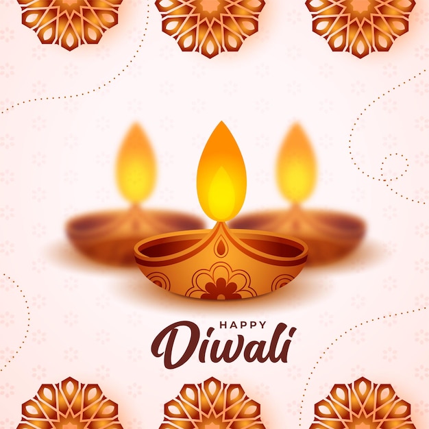 Kostenloser Vektor shubh diwali poster hintergrund mit isolierten diya und blumenschmuck