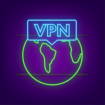Sicheres vpn-verbindungskonzept neon-stil übersicht über die konnektivität virtueller privater netzwerke