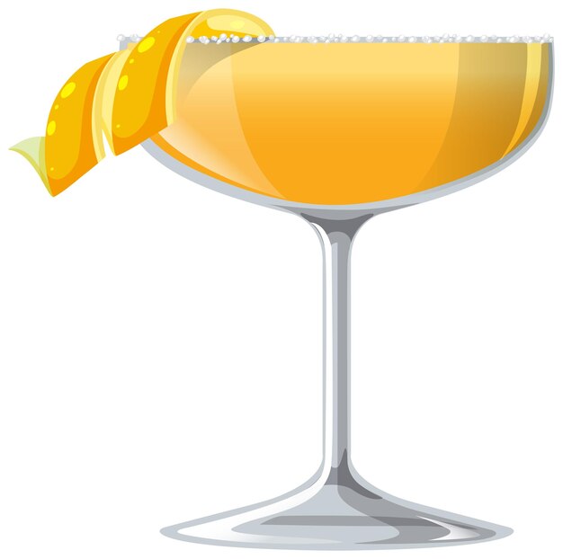 Kostenloser Vektor sidecar-cocktail im glas auf weißem hintergrund