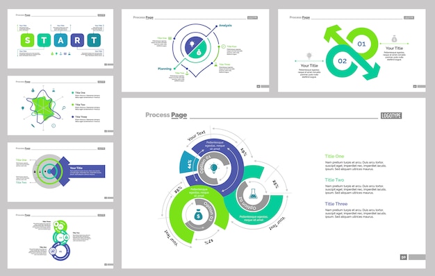 Kostenloser Vektor sieben statistiken slide templates set