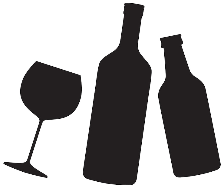 Kostenlose Vektor silhouette alkoholflaschen isoliert