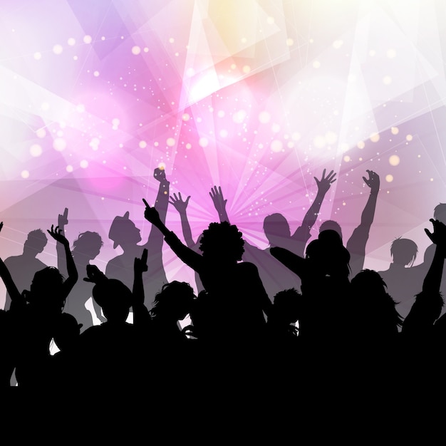 Silhouette einer Partei Menschenmenge auf einem Disco-Lichter Hintergrund
