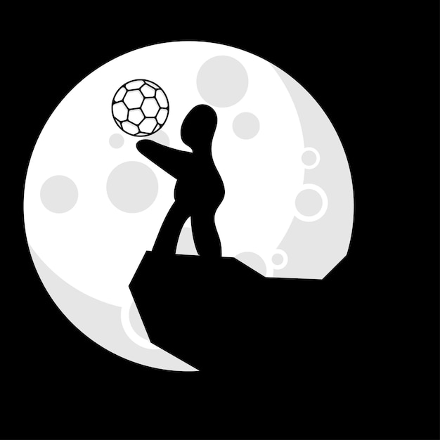 Silhouette-mann und ball-logo-design