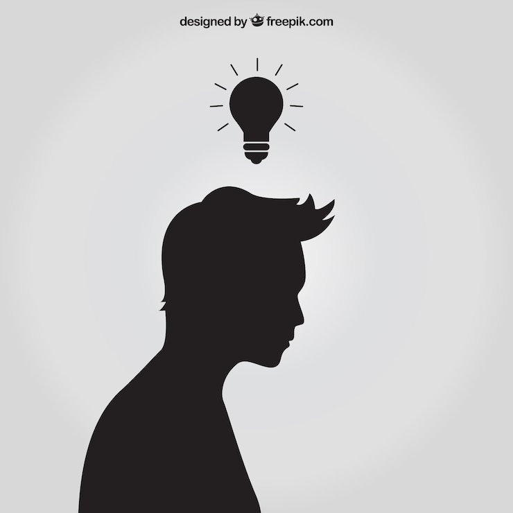 Kostenlose Vektor silhouette mit idee