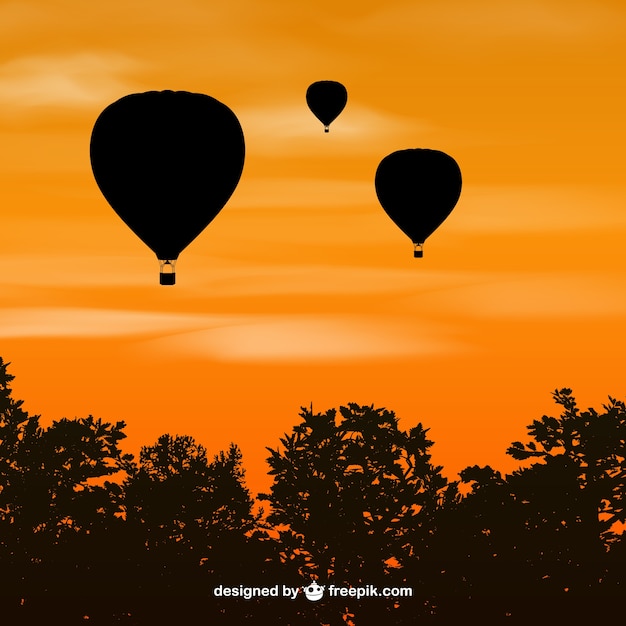 Silhouetten von Heißluftballons