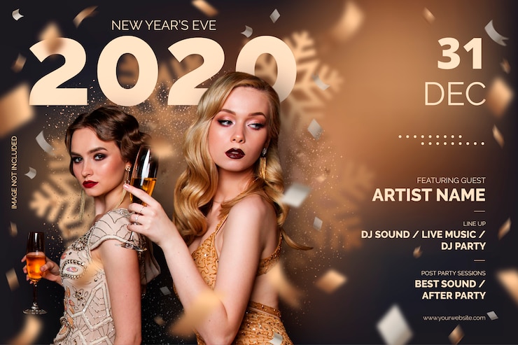 Kostenlose Vektor silvester party plakat vorlage