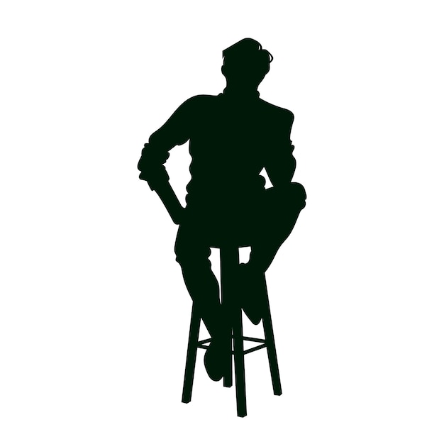 Sitzende Silhouette der flachen Designperson