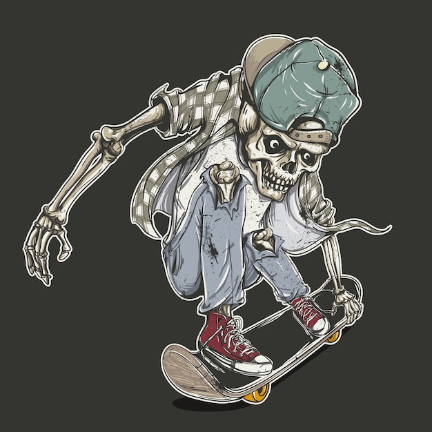 Kostenloser Vektor skateboard skelett hintergrund