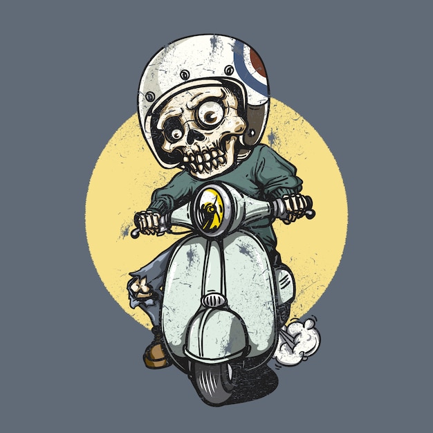 Skelett, das ein Motorrad fährt
