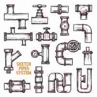 Kostenloser Vektor sketch pipes system