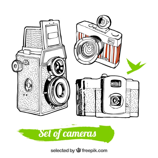 Kostenloser Vektor sketchy retro-kameras