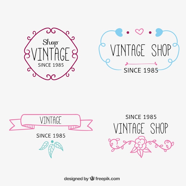 Sketchy vintage shop-logos