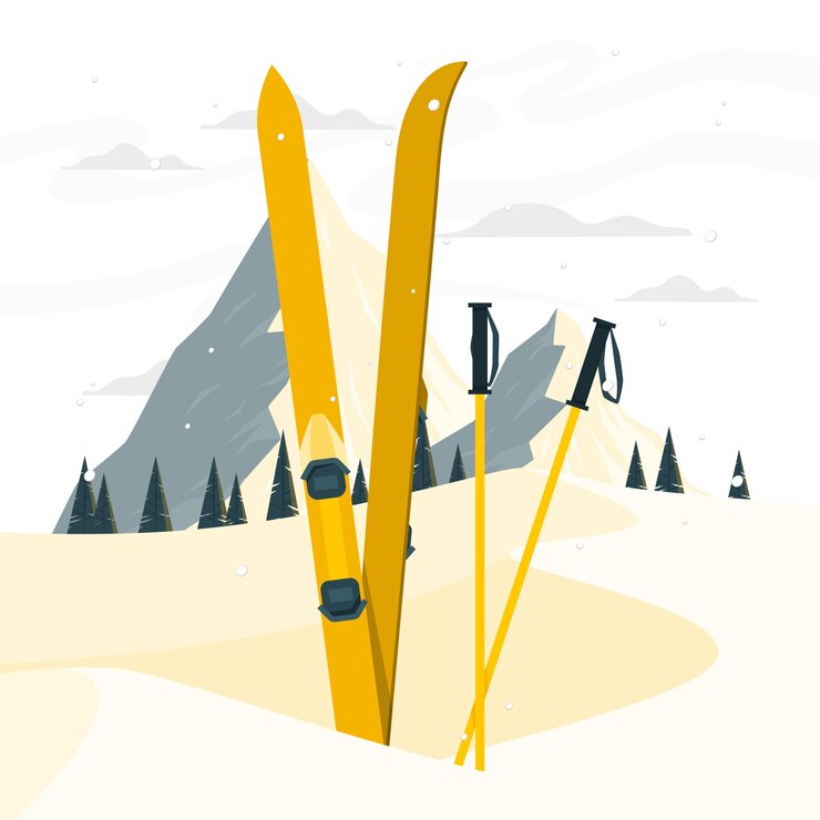 Kostenlose Vektor ski-konzeptillustration des flachen designs