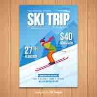 Kostenloser Vektor ski-trip-flyer-vorlage