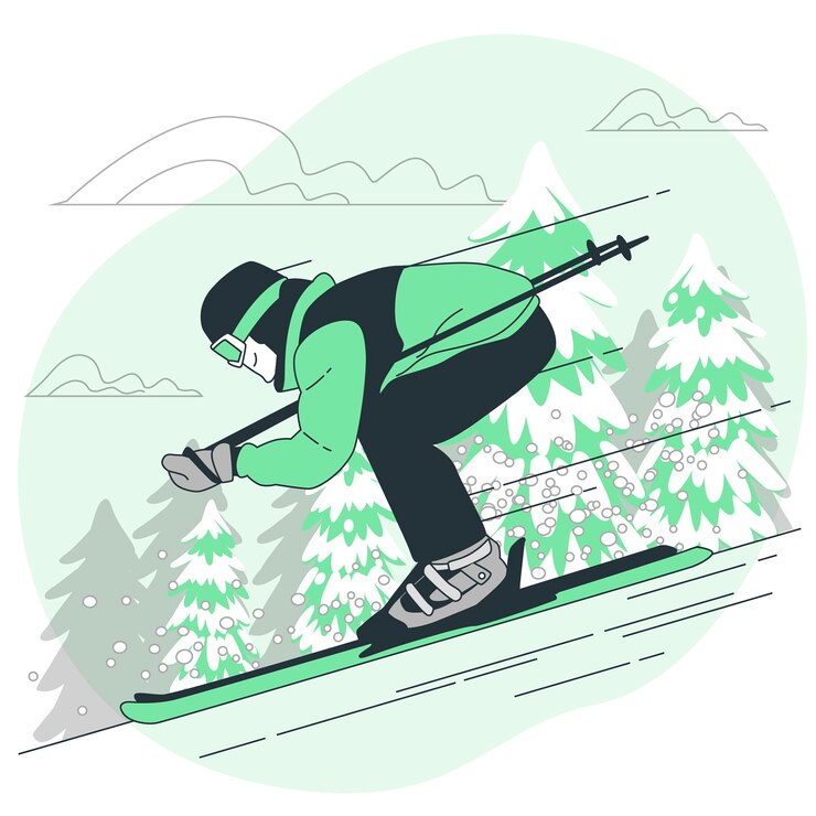 Kostenlose Vektor skifahrer-konzeptillustration des flachen designs