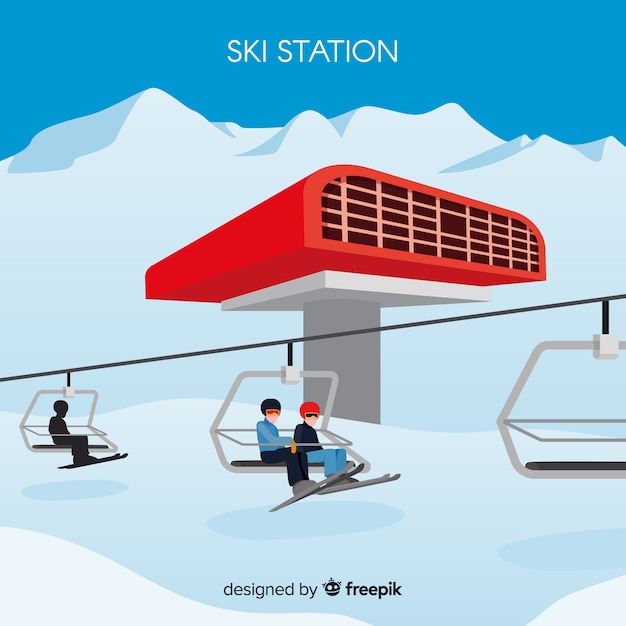 Kostenloser Vektor skistation hintergrund