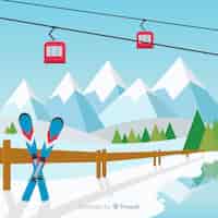 Kostenloser Vektor skistation hintergrund