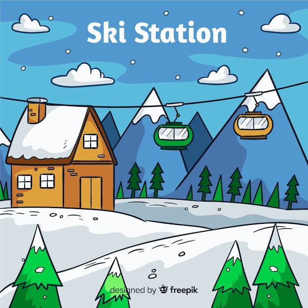 Skistation hintergrund