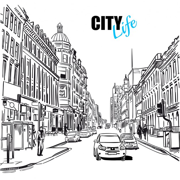 Skizze City Street Illustration