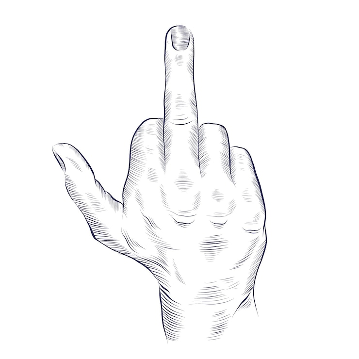 Kostenlose Vektor skizze der mittelfingergeste