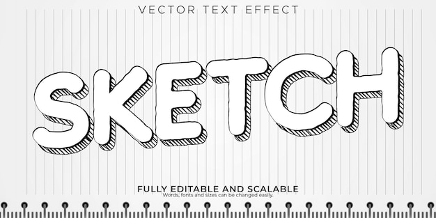 Kostenloser Vektor skizzentexteffekt bearbeitbare zeichnung und architektentextstil