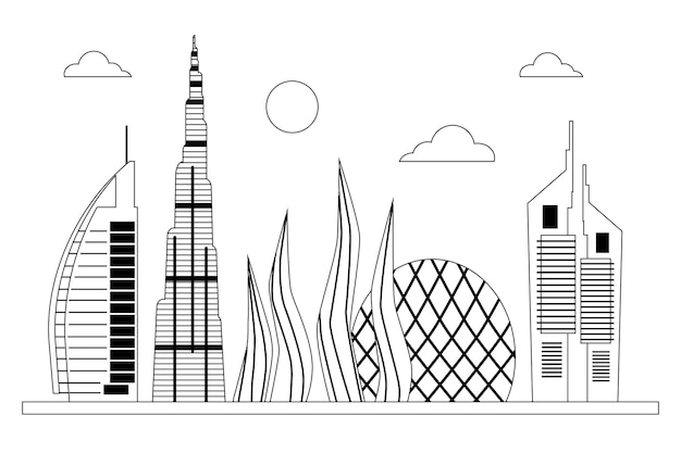 Skizzieren sie sehenswürdigkeiten skyline-konzept