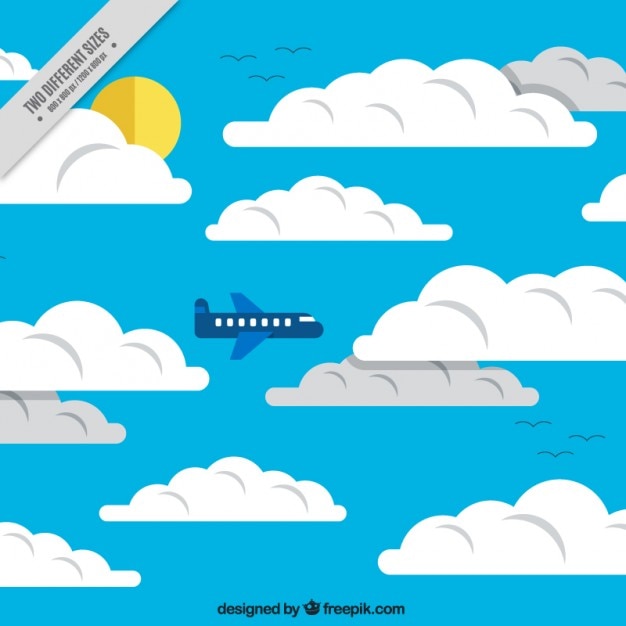 Kostenloser Vektor sky mit einem flugzeug hintergrund