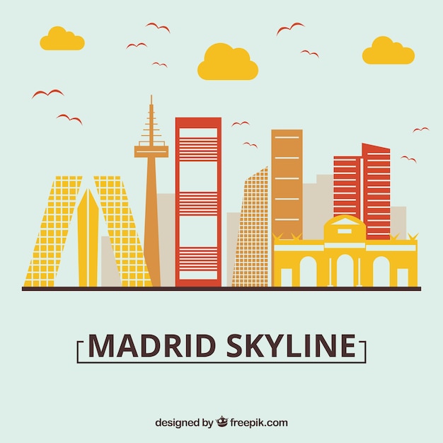 Kostenloser Vektor skyline design von madrid