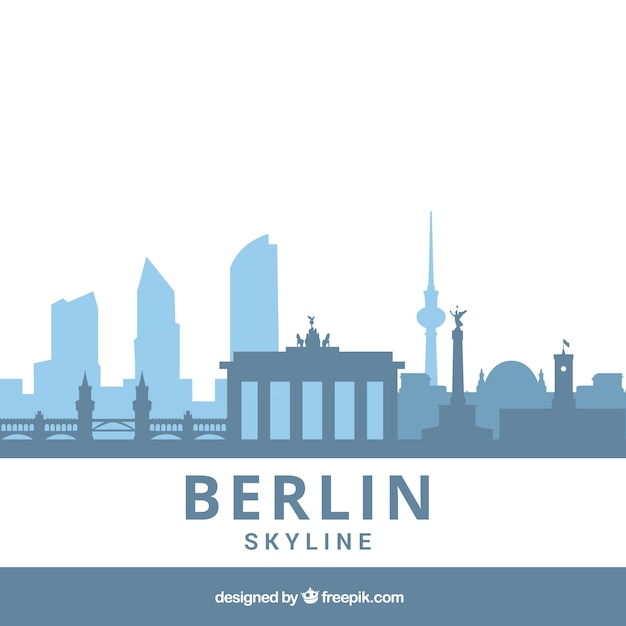 Kostenloser Vektor skyline von berlin in den blauen tönen