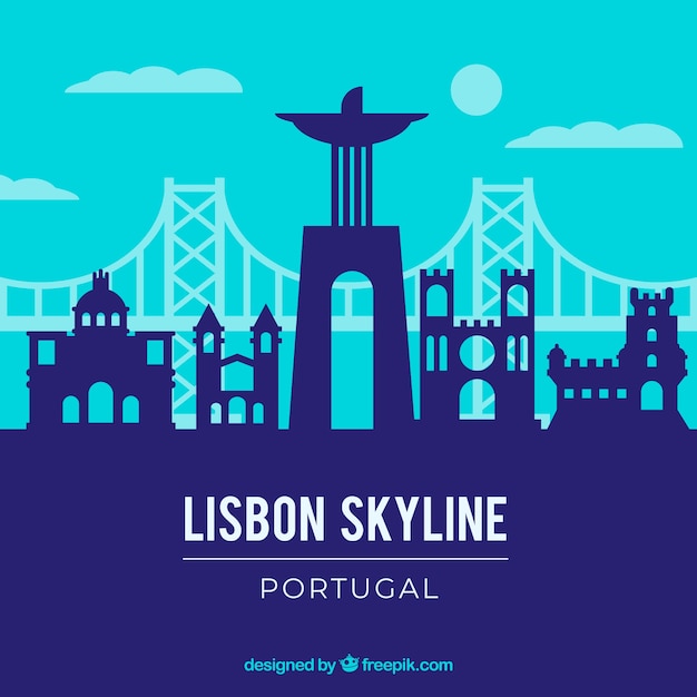 Kostenloser Vektor skyline von lissabon