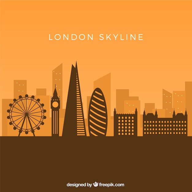 Skyline von london auf gelbem hintergrund